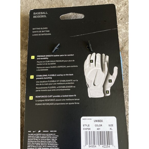 Nike Alpha Huarache Elite Baseball Batting Gloves UNC Blue Mens XL CV0720-431 - Picture 4 of 5